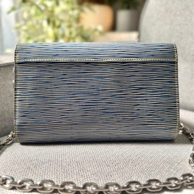 LOUIS VUITTON EPI TWIST CHAIN WALLET M61036 BLUE DENIM SHOULDER BAG CLUTCH LV
