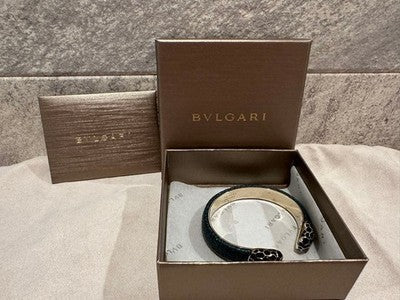 BVLGARI SERPENTI FOREVER BANGLE METALLIC KARUNG LEATHER BRACELET BOX GOLD JPN