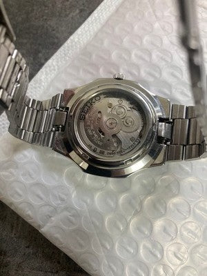 SEIKO 5 SNKK45 SUNBURST BLUE AUTOMATIC SILVER DIAL & BAND WATCH WORKING