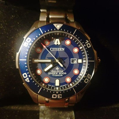 CITIZEN BN0208-54W MARVEL CAPTAIN AMERICA COLLABORATION WATCH UNUSED WITH BOX
