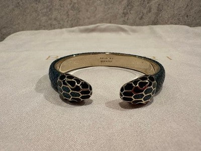 BVLGARI SERPENTI FOREVER BANGLE METALLIC KARUNG LEATHER BRACELET BOX GOLD JPN