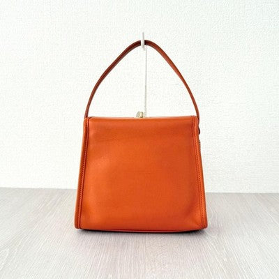 COACH VINTAGE GEOMETRIC TURNLOCK HAND BAG ORANGE LEATHER RARE USA MADE OLD COACH