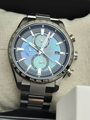 CITIZEN ATTESA AT8188-64L UNITE WITH BLUE ECO-DRIVE WATCH TESTED W/BOX