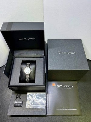 HAMILTON AMERICAN CLASSIC VALIANT QUARTZ H39251194 MOP SILVER STEEL WATCH USED