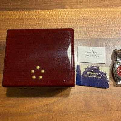 ETERNA MATIC 157841 SUPER KONTIKI VINTAGE AUTOMATIC WATCH SWISS MADE RED DIAL