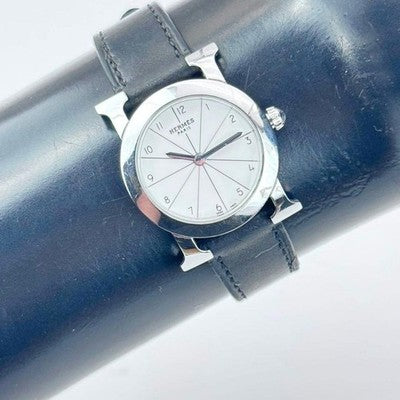 HERMES RONDE H WATCH HR1210 WOMENS SILVER QUARTZ LUXURY RARE FRANCE