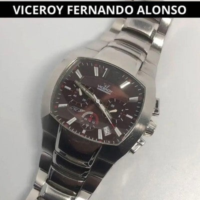 VICEROY FERNANDO ALONSO BLACK & SILVER QUARTZ CHRONOGRAPH USED FROM JAPAN