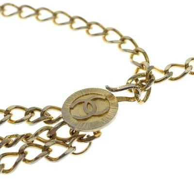 CHANEL COCO LOGO ROUND CHARM CHAIN BELT GOLD PLATE 1984 STAMPING VINTAGE FROM JP