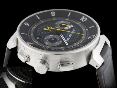 LOUIS VUITTON TAMBOUR MOON CHRONOGRAPH Q8D40 AUTO BLACK GREY DIAL 43MM SS WATCH