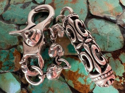 A&G STERLING SILVER 925 HEART CLIP CYLINDER KEY CHAIN KEYRING AUTHENTIC RARE