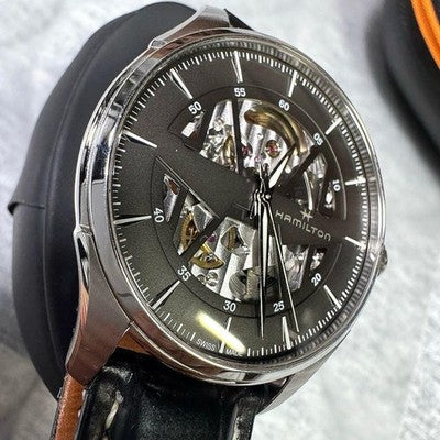 HAMILTON JAZZMASTER SKELETON 42535780 AUTOMATIC 40MM OPEN HEART STEEL MENS SWISS