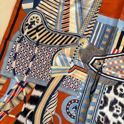 HERMES LA SELLE IMAGINAIRE CARRE 90 SILK SCARF FROM JAPAN NEAR MINT
