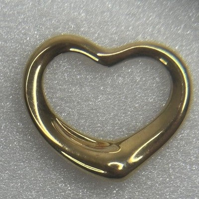 TIFFANY & CO. 18K 750 OPEN HEART NECKLACE PENDANT 15MM YELLOW GOLD RARE