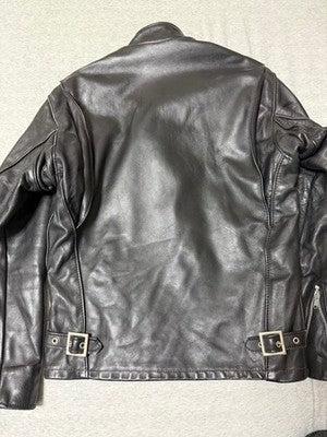 SCHOTT STAND UP COLLAR SINGLE RIDERS 641 LEATHER JACKET BLACK 36