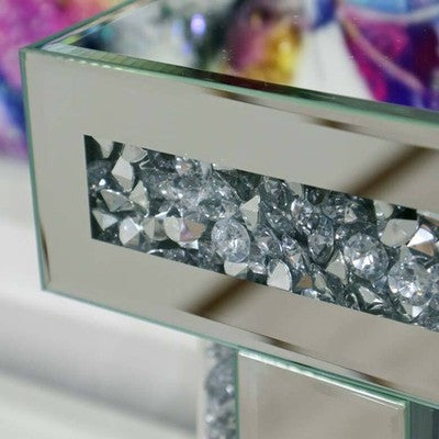 Silver Mirror Table Clock Glam Style 30cm Luxury Korean Interior