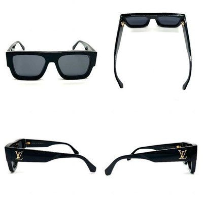 LOUIS VUITTON LV CRUSH SQUARE SUNGLASSES Z2125E BLACK LOGO AUTHENTIC