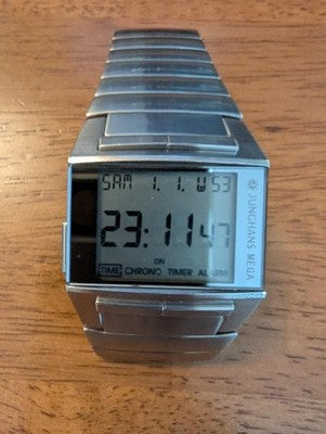 JUNGHANS MEGA1000 DIGITAL MEN'S WRISTWATCH GERMAN MADE STAINLESS STEEL FREE SIZE