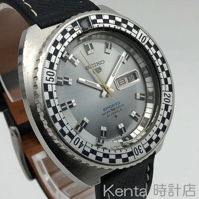 SEIKO 5 SPORTS 6119-7170 VINTAGE 1969 AUTOMATIC WATCH CHECKER BEZEL JAPAN