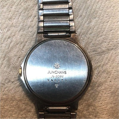 JUNGHANS NOBLESSE QUARTZ MEN'S WRISTWATCH ROUND FACE STAINLESS STEEL BELT AS IS