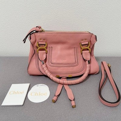 CHLOE MARCIE 2-WAY BAG CHC17WS9281616L5 COWHIDE LEATHER FALLOW PINK USED