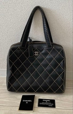 CHANEL MATELASSE WILD STITCH LEATHER HANDBAG BEIGE GOLD HARDWARE G CARD ITALY
