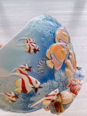 FRANZ COLLECTION BY THE SEA SOUP BOWL CANDY BOX COVERED PORCELAIN BOWL BOX