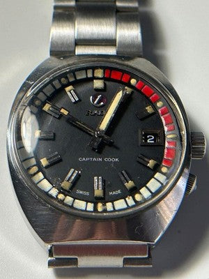 RADO CAPTAIN COOK 11773-2 AUTOMATIC MENS DIVER WATCH ROTATING BEZEL SS BLACK