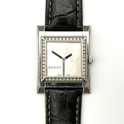 GUCCI 111J DIAMOND BLACK DIAMOND SHELL DIAL WATCH QUARTZ RARE LUXURY MEN WOMEN