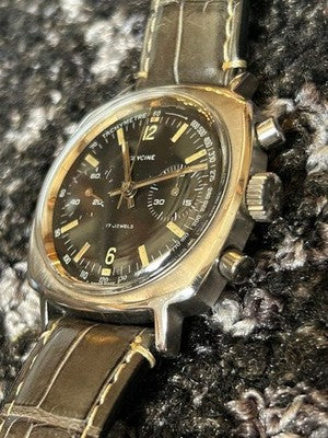 GLYCINE VINTAGE MANUAL WIND CHRONOGRAPH 36MM MEN'S WATCH EXCELLENT WORKING JP