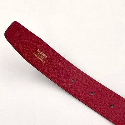 HERMES HORSEBIT REVERSIBLE LEATHER BELT SIZE 70 NAVY RED GOLD BUCKLE BOX