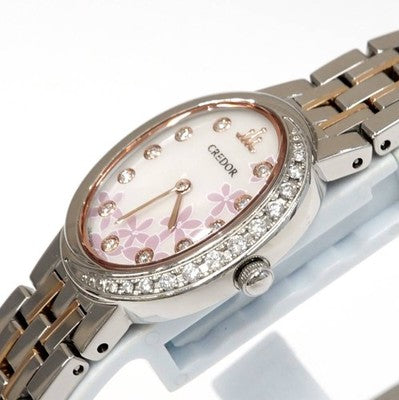 SEIKO GSWE847 CREDOR WOMEN'S QUARTZ WATCH WITH SHELL DIAL AND DIAMONDS, SS/18K