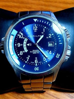 HAMILTON KHAKI WORLD TIME H776551 AUTOMATIC 200M NAVY DIAL MENS WATCH