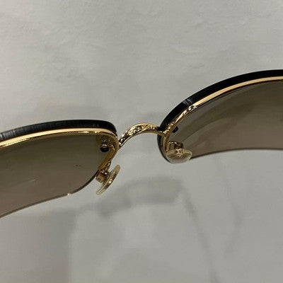 CHANEL 4092-B BROWN SQUARE SUNGLASSES VINTAGE METAL FRAME CRYSTAL LOGO ITALY