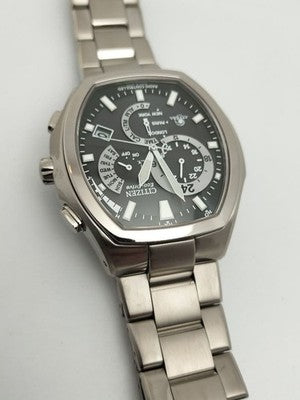 CITIZEN ATTESA E600-T006361 RADIO CONTROLLED SOLAR TITANIUM TONNEAU WATCH BLACK