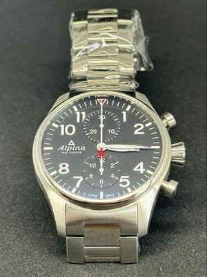 ALPINA STARTIMER PILOT CHRONOGRAPH AL-725B4S6B AUTOMATIC 44MM BLACK DIAL