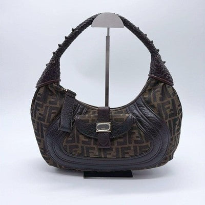 FENDI SPY BAG ZUCCA PATTERN HOBO SHOULDER BAG VINTAGE Y2K LEATHER