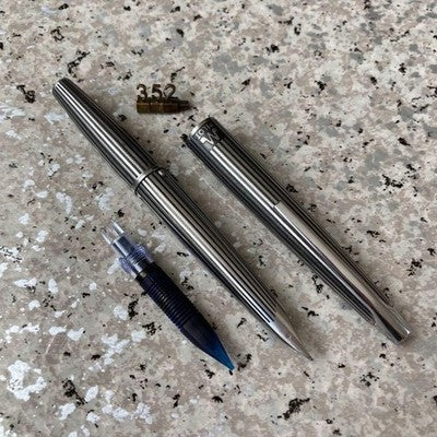 PILOT μ MUREX STRIPE FOUNTAIN PEN 1970s VINTAGE OVERHAULED STAINLESS STEEL JAPA