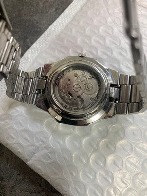 SEIKO 5 SNKK45 SUNBURST BLUE AUTOMATIC SILVER DIAL & BAND WATCH WORKING