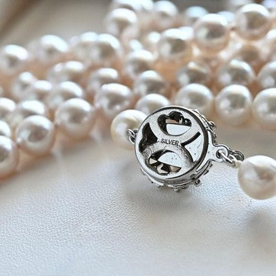 AKOYA PEARL NECKLACE GENUINE 8MM LARGE BEADS 130CM W/BOX FROM JAPAN