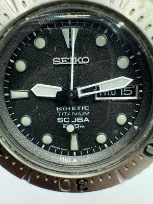 SEIKO GRAY GHOST 5M63-0B40 PROSPEX KINETIC TITANIUM BLACK DIAL MEN'S WATCH AS IS