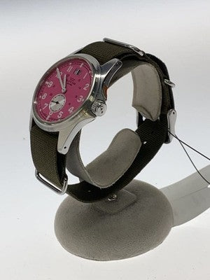 GLYCINE COMBAT 3860 SWISS MEN'S WATCH PINK DIAL NYLON STRAP DATE SMALL SECOND
