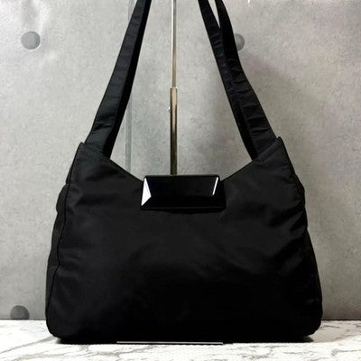PRADA ARCHIVE METALLIC HOBO SHOULDER BAG Y2K 1990S VINTAGE NYLON BLACK