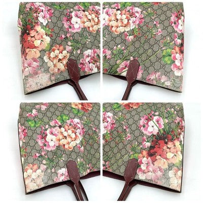 GUCCI GG BLOOMS REVERSIBLE TOTE SHOULDER BAG FLORAL PVC LEATHER AUTHENTIC TAG