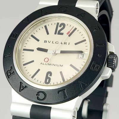BVLGARI ALUMINIUM AL38A AUTOMATIC SILVER DIAL RUBBER MENS LUXURY WATCH