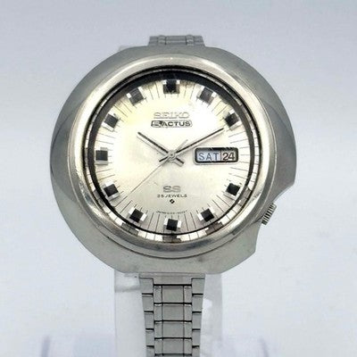 SEIKO 5 ACTUS 6106-8410 UFO CASE 25J AUTOMATIC DAY-DATE 44MM WATCH JAPAN VINTAGE