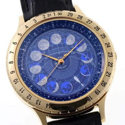 CITIZEN CAL-4P85 CAMPANOLA COSMO SIGN BLUE DIAL QUARTZ MEN'S WATCH MOON USED