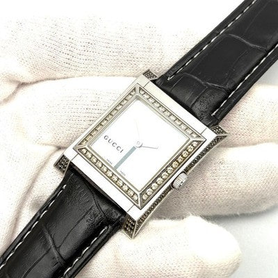 GUCCI 111J DIAMOND BLACK DIAMOND SHELL DIAL WATCH QUARTZ RARE LUXURY MEN WOMEN