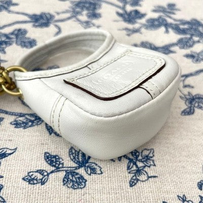 COACH OLD COACH MINI HOBO WHITE LEATHER BAG KEY RING CHARM VINTAGE 80S 90S
