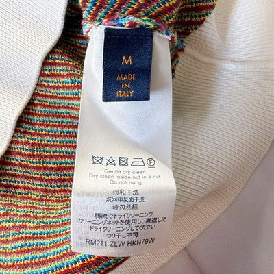 LOUIS VUITTON DISTORTED HALF-ZIP KNIT SWEATER MONOGRAM DAMIER WHITE BLUE SIZE M