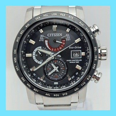 CITIZEN ATTESA H820-S103959 ECO DRIVE RADIO CONTROLLED WORLD TIME WATCH USED